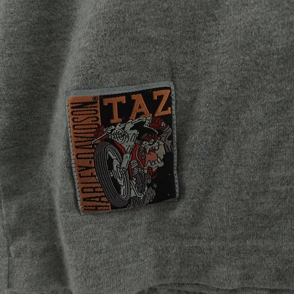 Warner‎ Brothers Harley Davidson Shirt Mens Gray Tasmanian Ride Like Devil Y2K - Picture 4 of 11